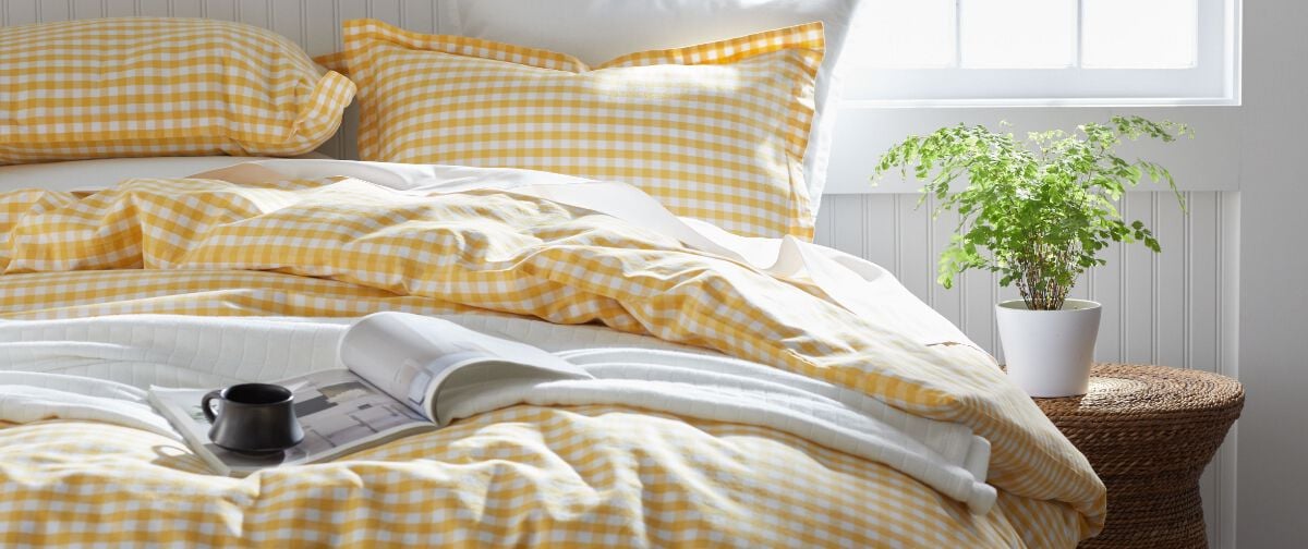 Yellow Gingham Percale Bedding