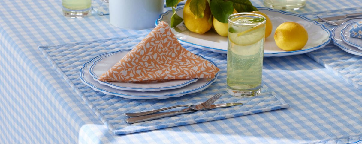 gingham table linens