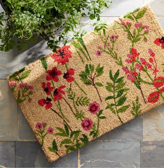 floral coir doormat